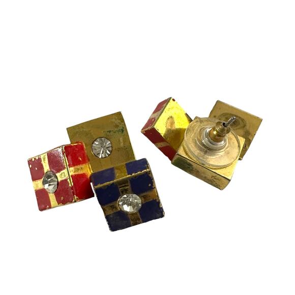 Vintage Christmas Holiday Packages Stud Earrings Pierced - Picture 4 of 5